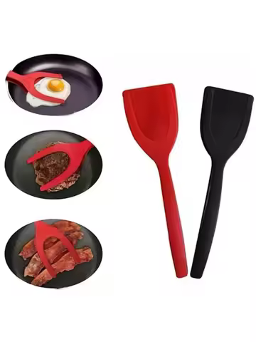 2-in-1 steak frying spatula tongs, 2-in-1 food tongs, eggs, toasted bread, fried eggs, flip spatula 