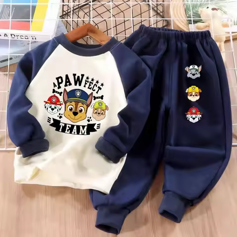PAW Patro Printed Boys Spliced Sweatshirt 2-piece Sets Kids O Neck Hoodies and Pant 2pcs Set Kids Sp
