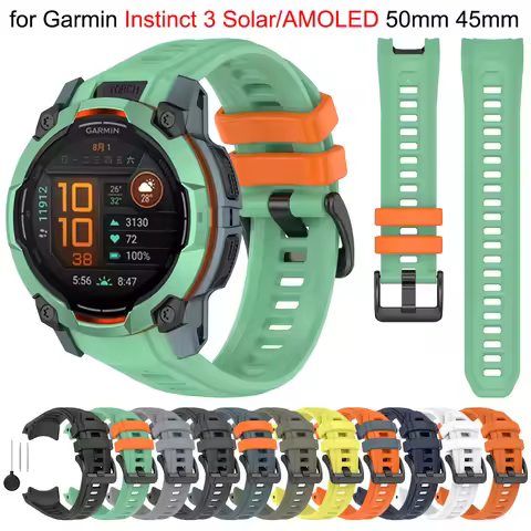 Instinct 3 Official Silicone Strap for Garmin Instinct 3 AMOLED 50mm 45mm Band for Instinct E 3 Sola