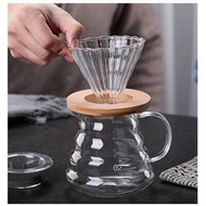 Pour over coffee set/coffee dripper/Gooseneck kettle/coffee maker/coffee pot glass dripper and Wood 