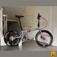 Fnhon Gust 22” • 9 Speeds Shimano Litepro Aero Battleship Grey Red • Foldable Folding Foldie Fold Bike Bicycle • 20” inches 451 • Crius Velocity Master Blast Tornado Dahon Tern Bifold • Customise My Bicycle •