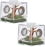 NUOBESTY 2 Set Acrylic Critter Keeper Jumping Spider & Snail Enclosure Reptile Terrarium Insect Encl