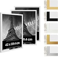 Pack of 3 White Plastic Picture Frames 42 x 59.4 cm - Frame with Shatterproof Acrylic Glass - Modern