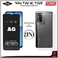 Package 2IN1 Tempered Glass Vivo Y72 5G Y72T Anti-Scratch Full Cover Glass