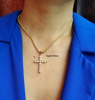 White Cross Vermiel Gold Filled 18K Real Gold Clear Cubic Circonia Cross Necklace Kids Necklace Adult Necklace