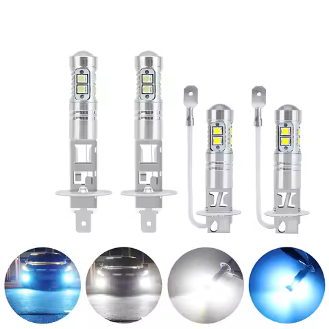 2pcs H1 H3 LED Bulb Fog Lights 6000K White For Car Headlight Bulbs 12V Lighting LED 3030 chip Bulb 8