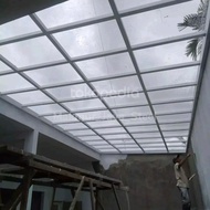 Kanopi geser atau kanopi sliding modern atap solarflat rangka hollow