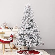 Flocked Snoin Artificial Christmas Tree,Holiday Christmas Pine Tree,in Metal Foldable Base Xmas Full Tree for Christmas tree (A 180cm(6ft)) Fashionable