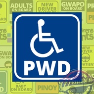 PWD Waterproof Sticker with Blue Wheelchair Symbol for Enhanced Visibility 9cm x 9cm