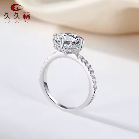 Handmade bridal wares produce Oval 4-Prong Cross Ring 2 Carat for women set with bright moissanite o