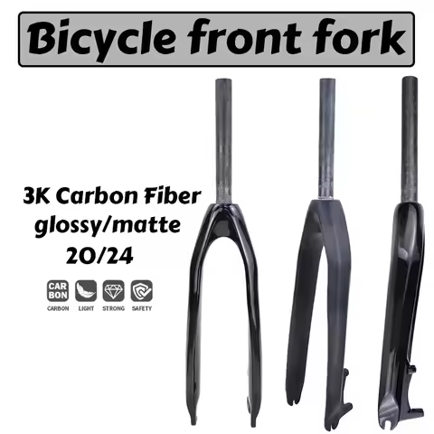 Carbon Fiber Rigid Bicycle Fork 20/24 Inch 28.6mm Diameter Disc Brake Bike Accessory