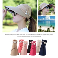 Korean Sun Hat UV Protection Simple Folding Flower Print Sun Cap Visor For Women Beach Summer W2Z4