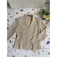 AR atasan kemeja putih cantik HARTFORD blazer cream bertexture Long Sleeve Shirt Blouses Women Tops