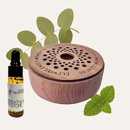 Sauna Freshener with Essential Oil Refill – Handmade Cedar Wood Diffuser – Breathe & Restore Scent –