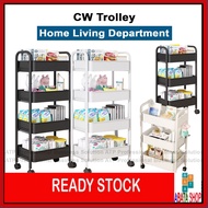 ABATA 3 Tier Multifunction Storage Trolley Rack Office Shelves Home Kitchen Rack With Plastic Wheel