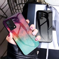 Realme GT Master Edition GT 2 Pro GT Neo 3 3T 4G 5G Luxury Shockproof Glass Case Starry Colorful Tempered Glass Soft Silicone Frame Phone Back Cover Casing