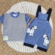 Jumpsuit Kodok Bayi Overal Bayi Baru Lahir Baju Celana Overal Motif Salur Overal Bayi 3-12 Bulan - D