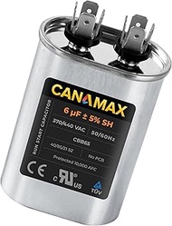 Canamax Premium 6uF mfd ±5% 370-440VAC Oval Run Start Capacitor 50/60 Hz AC Electric - Exact Fit for