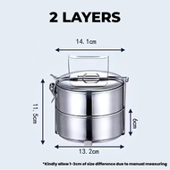 Home2U🏡 Stainless Steel Tiffin Carrier 14cm 2/3/4/5 Tier Food Carrier/Food Container/Lunch Box