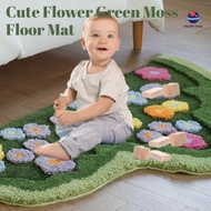 Cute Flower Green Moss Floor Mat Rug 3D Moss Carpet Anti-Slip Washable Absorbent Shag Bathroom Mat