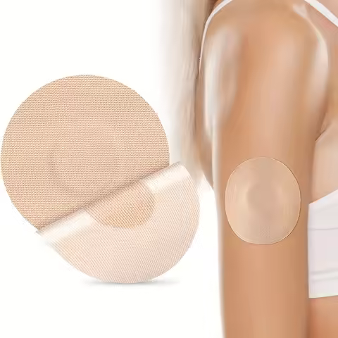 Freestyle Libre2 Sensor Covers - 25-Pack Waterproof Flesh Tone Patches - No Glue Center - For Enlite