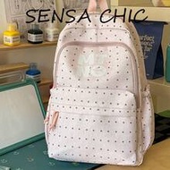 Light Pink Background With Small Black Polka Dot All-Over Print, Pink Trim Zipper Cord, Lace And Pea