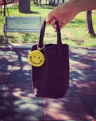 深紫色編織手提袋