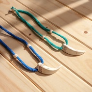 【原風藝站】陶製山豬牙項鏈 | 金剛結雙珠 | 原住民 族服 台灣