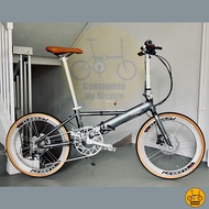 Fnhon Monsoon 22” • 10 Speeds Shimano Tiagra • Litepro Aero Wheelset • Glossy Grey • Hydraulic Brake • Folding Foldable Foldie Fold Bicycle Bike • 20” inches 451 • Fnhon Blast Master Gust Tornado Dahon Tern Bifold • Customise My Bicycle •