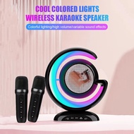 RGB Lights Microphone Karaoke Machine Portable Bluetooth Speaker System with 2 Wireless Mic Home Family Gift USB charging