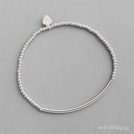 2mm Korean Style Silver Hand Jewelry Bracelet Pure Handmade Korean Version Round Tube S925ST935Elast