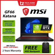 MSI Katana GF66 11UE-854MY 15.6" 144Hz Gaming Laptop Black (i5-11400H, 8GB, 512GB, RTX3060, Win11H)