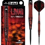 MISSION STEEL TIP DART- 22G/24G LAVA Black Red Electro Plate 95% Tungsten Steel Dart Set