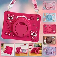 3D Strawberry Bear Melody Kids Case For iPad Mini Air 6 M2 M4 2024 9.7 2017/2018 Pro 10.5 10.9 11 7t