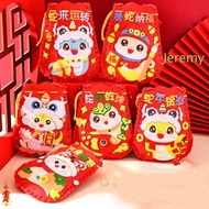 JEREMY1 Snake Pattern Hnadbag, Traditional Non-woven Fabric Cartoon Snake Lucky Bag, Creative Chines