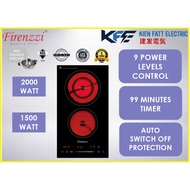Firenzzi Built In Or table top Ceramic Hob 2000 Watt + 1500 Watt Power FRC2066 [ Free Stainless Stee