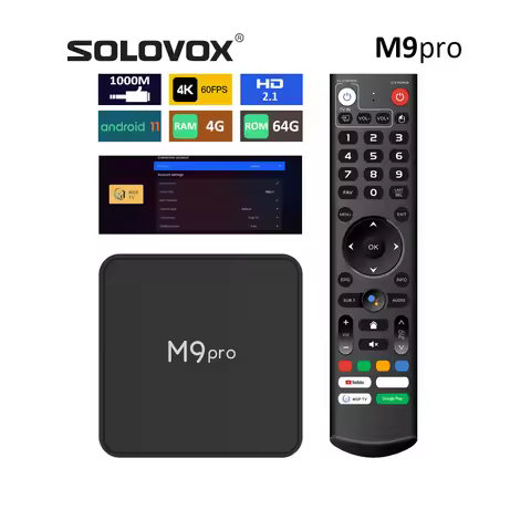 SOLOVOX 2024 M9 Pro MGPTV Android 11 OTT BOX 4G 64G 1000M LAN S905X4 Quad Core WiFi5G BT5 MGP Stalke