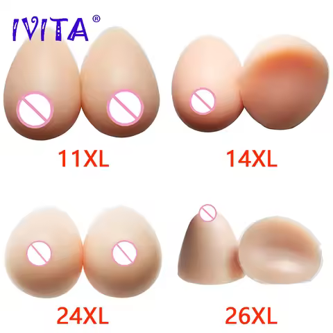 IVITA 100% Full Silicone Breast Forms Realistic Silicone Fake Chest 4 Sizes Choices Boobs for Crossd