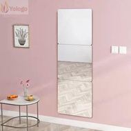 YOLOGO 4 Pack Wall Mirror Tiles, 8 X 8 Inch Acrylic Square Mirror, Flexible Self Adhesive Acrylic Sq
