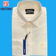 Viettien - Áo sơ mi nam việt tiến dài tay lai bầu màu kem regular 440k