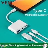 YYE Type-C to 3.5m Tablet USB Splitter 3 in 1 Audio Converter