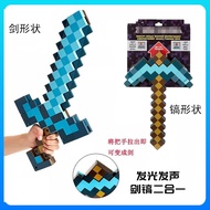 Minecraft Toys Diamond Sword Bow Arrow Sword Pickaxe Peripheral Weapons Transforming Sword Sound Lig