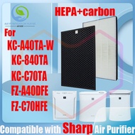 🔥 ของแท้ 🔥 สำหรับ แผ่นกรอง ไส้กรองอากาศ sharp KC-A40TA-W、KC-840TA、KC-C70TA、FZ-A40HFE、FZ-A40DFE、FZ-C70HFE air purifier Filter HEPA&amp;Active Carbon ส้กรองเครื่องฟอกอากาศแบบเปลี่ยน แผ่นกรองอากาศ เครื่องฟอกอากาศ รุ่น Nano Protect กรองฝุ่น PM2.5