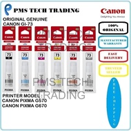 ORIGINAL CANON BOTTEL INK GI-73 BLACK CYAN MAGENTA YELLOW GRAY RED PIXMA G570 G670