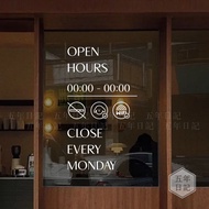 Creative Modifyable Business Hours Shop Window Glass Door Stickers