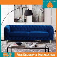 Sofa Master - Chelsea Chesterfield 1/2/3 Seater Fabric Sofa Set In Green, Blue and Black Velvet