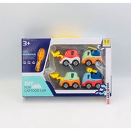 Mainan Anak Mobil Diy Fun Cartoon Car City 4Pcs