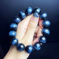 收藏級極品黑體 藍虎眼石 手珠 手串 超強藍電波14MM+ 手環 手飾