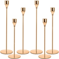 6Pcs Gold Candle Holder for Taper Candles Candlestick Holders Metal Tall Candle Stand for Taper Cand