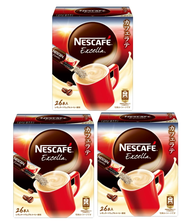 NESTLE NESCAFE กาแฟสำเร็จรูป เนสกาแฟ เอ็กซ์เซลลา ทรี อิน วัน สำหรับลาเต้ และกาแฟเย็น ผสมน้ำเชื่อมข้าวโพด และนม ผลิตในประเทศญี่ปุ่น ชุดละ 3 กล่อง กล่องละ 26 ซอง / NESTLE NESCAFE EXCELLA Rich and Smooth Instant Coffee - Hot Latte and Iced Coffee - Made in J
